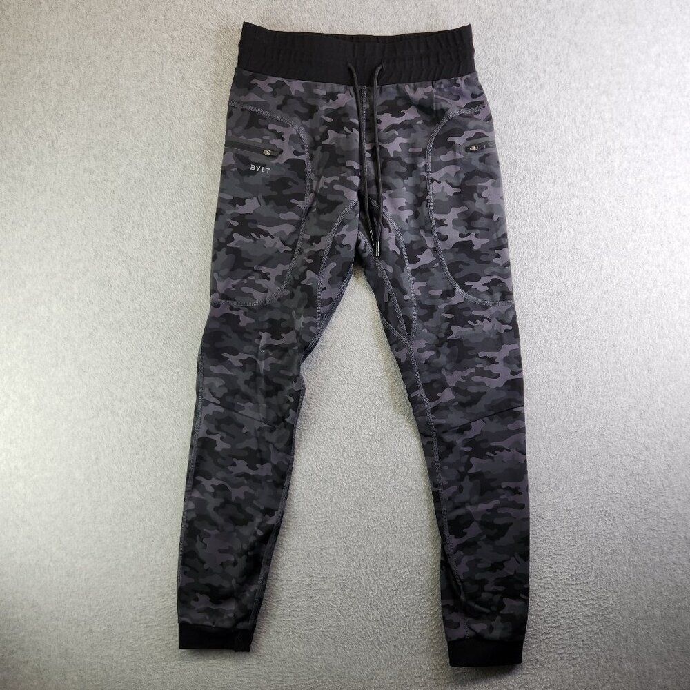 BYLT Pants Mens S Gray Camo Elite Jogger Zip Cargo Lifting Training Muscle Gym